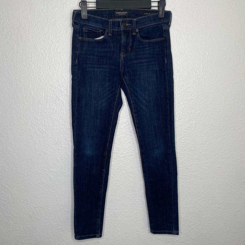 Banana Republic Premium Denim Skinny Jeans Dark Wash Petite 24P 24 Petite